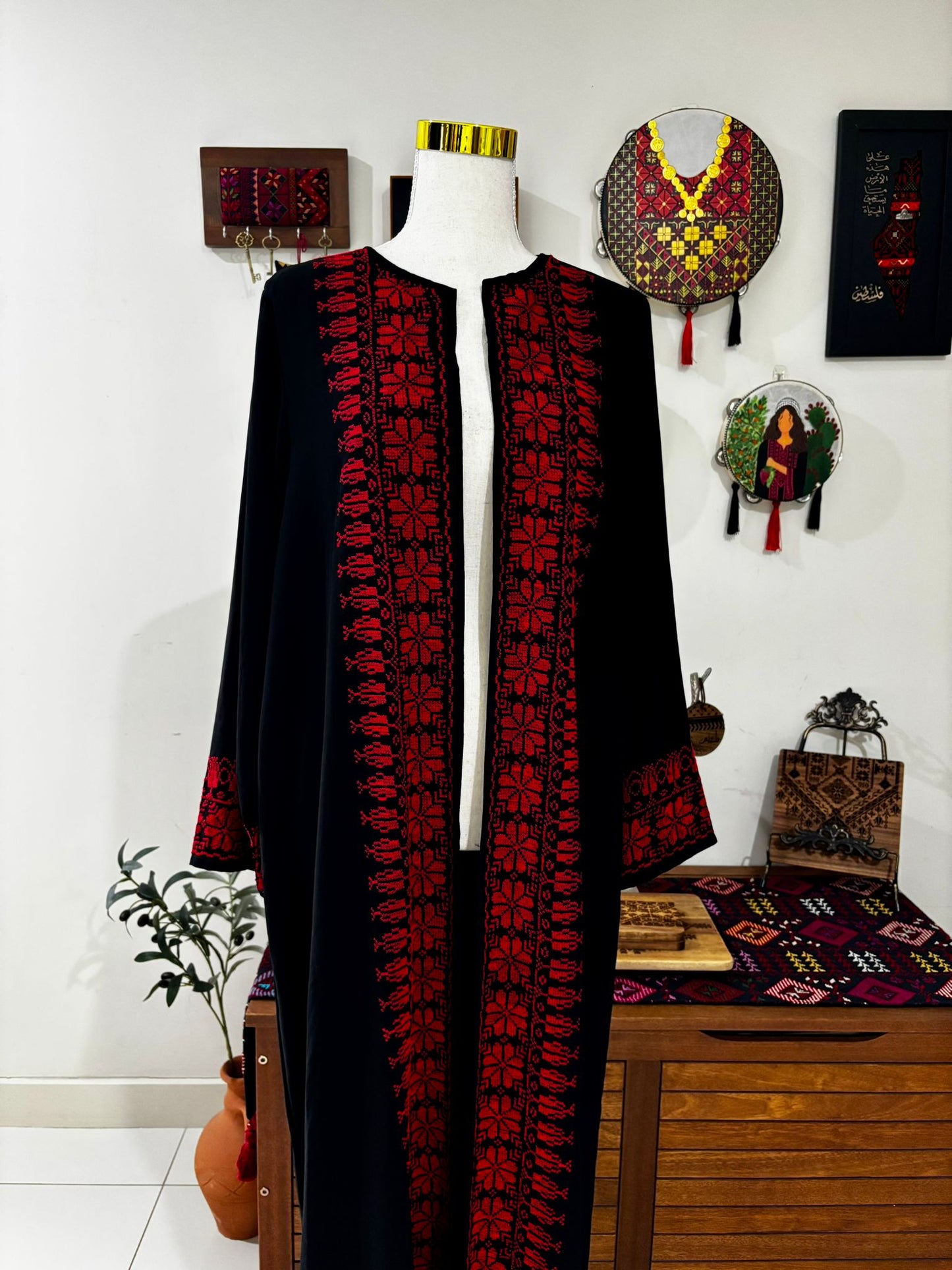 Red Tatreez Abaya (Ramallah Collection)