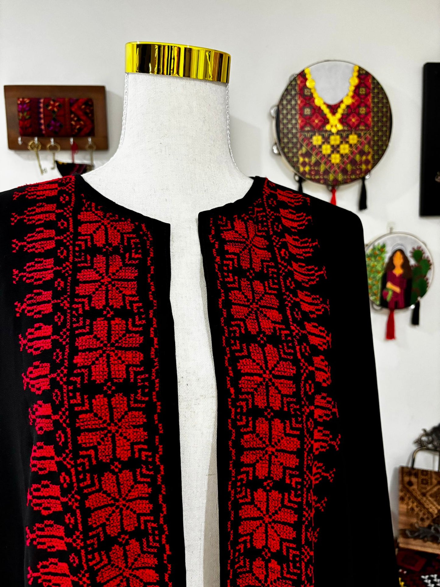 Red Tatreez Abaya (Ramallah Collection)