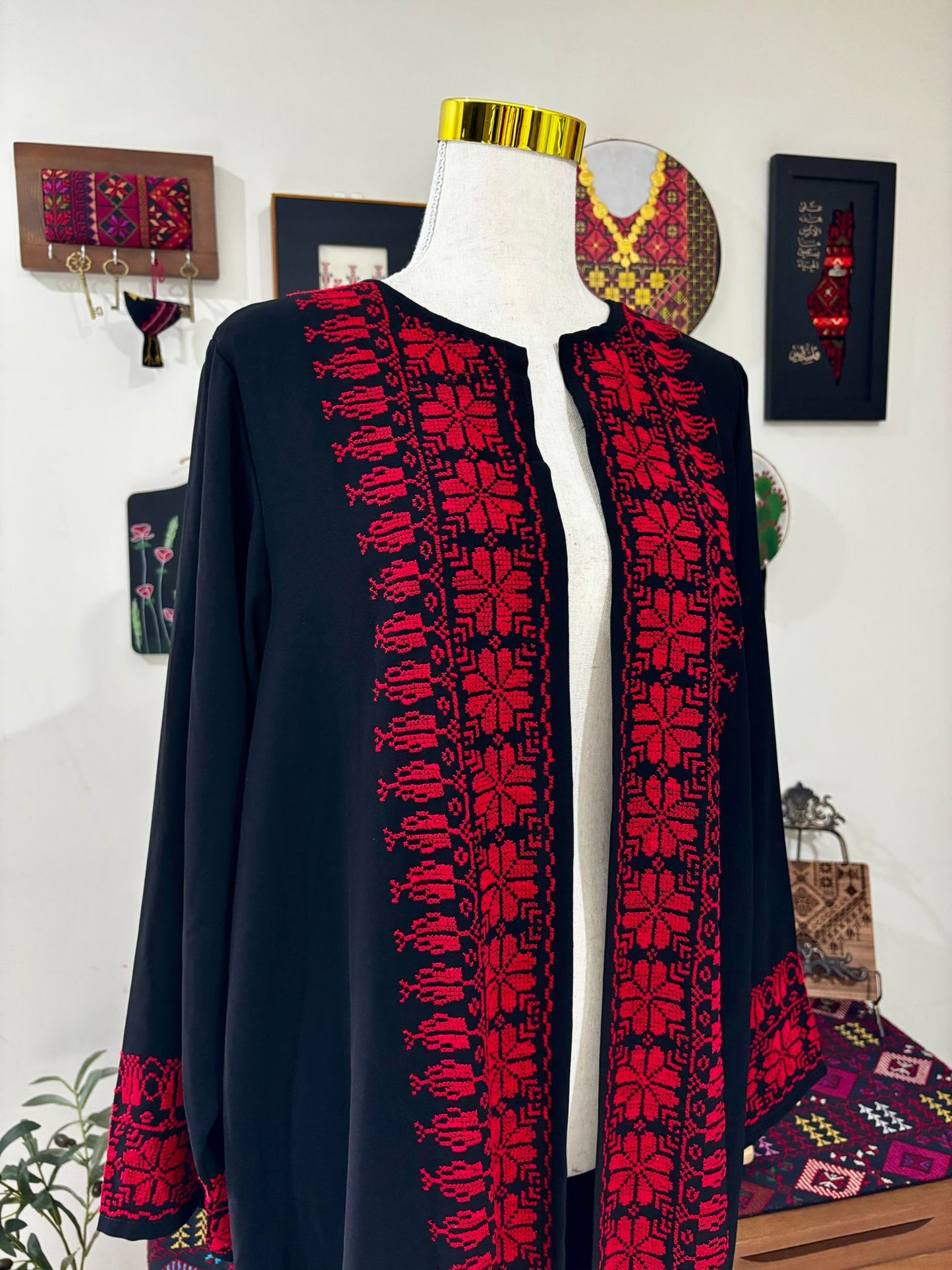 Red Tatreez Abaya (Ramallah Collection)