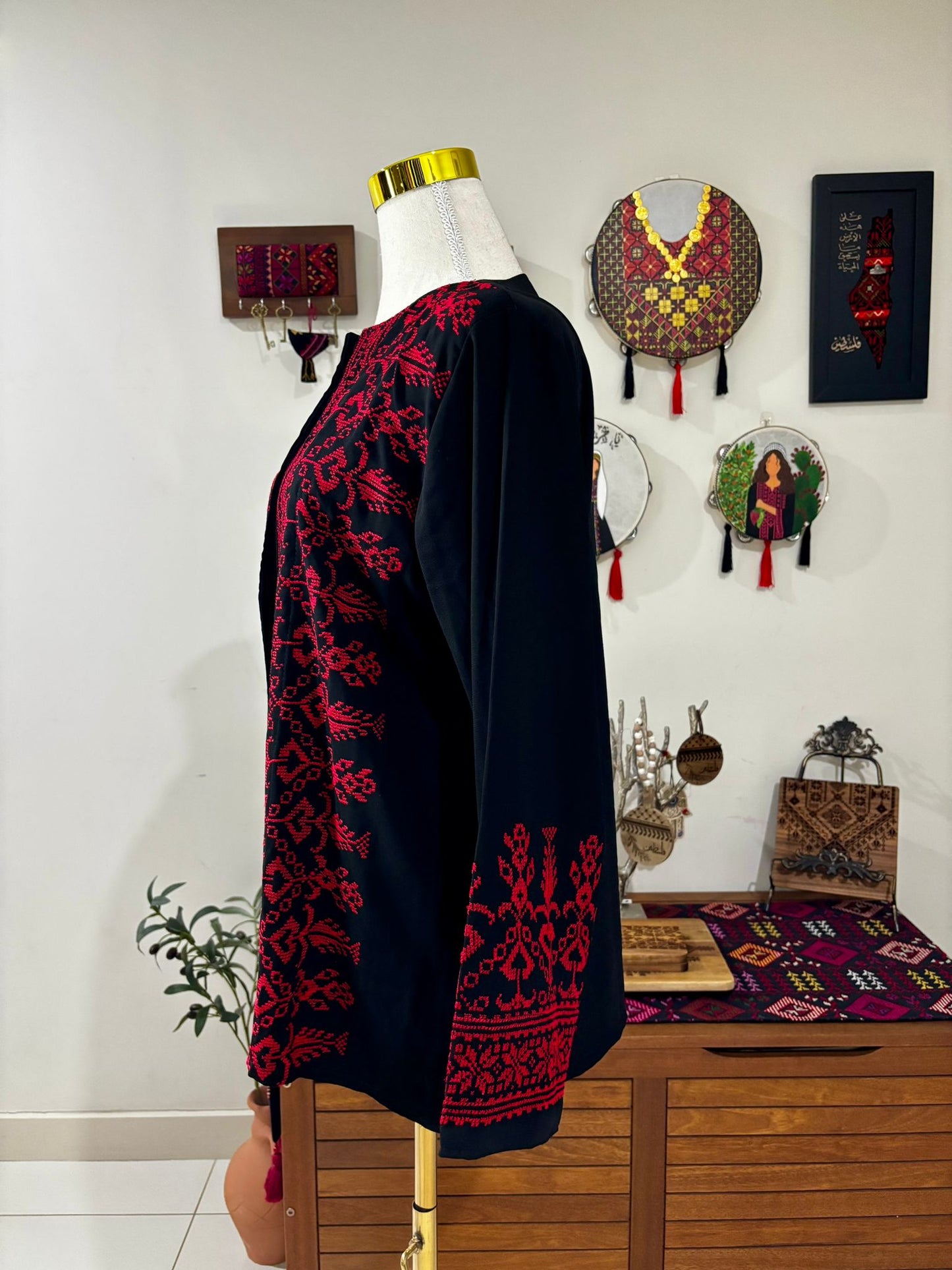 Red Tatreez Cardigan