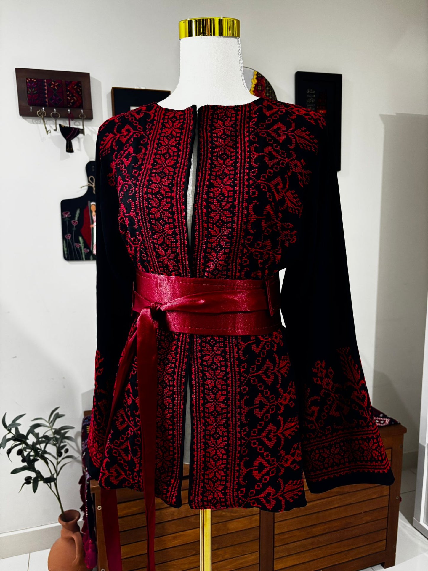 Red Tatreez Cardigan