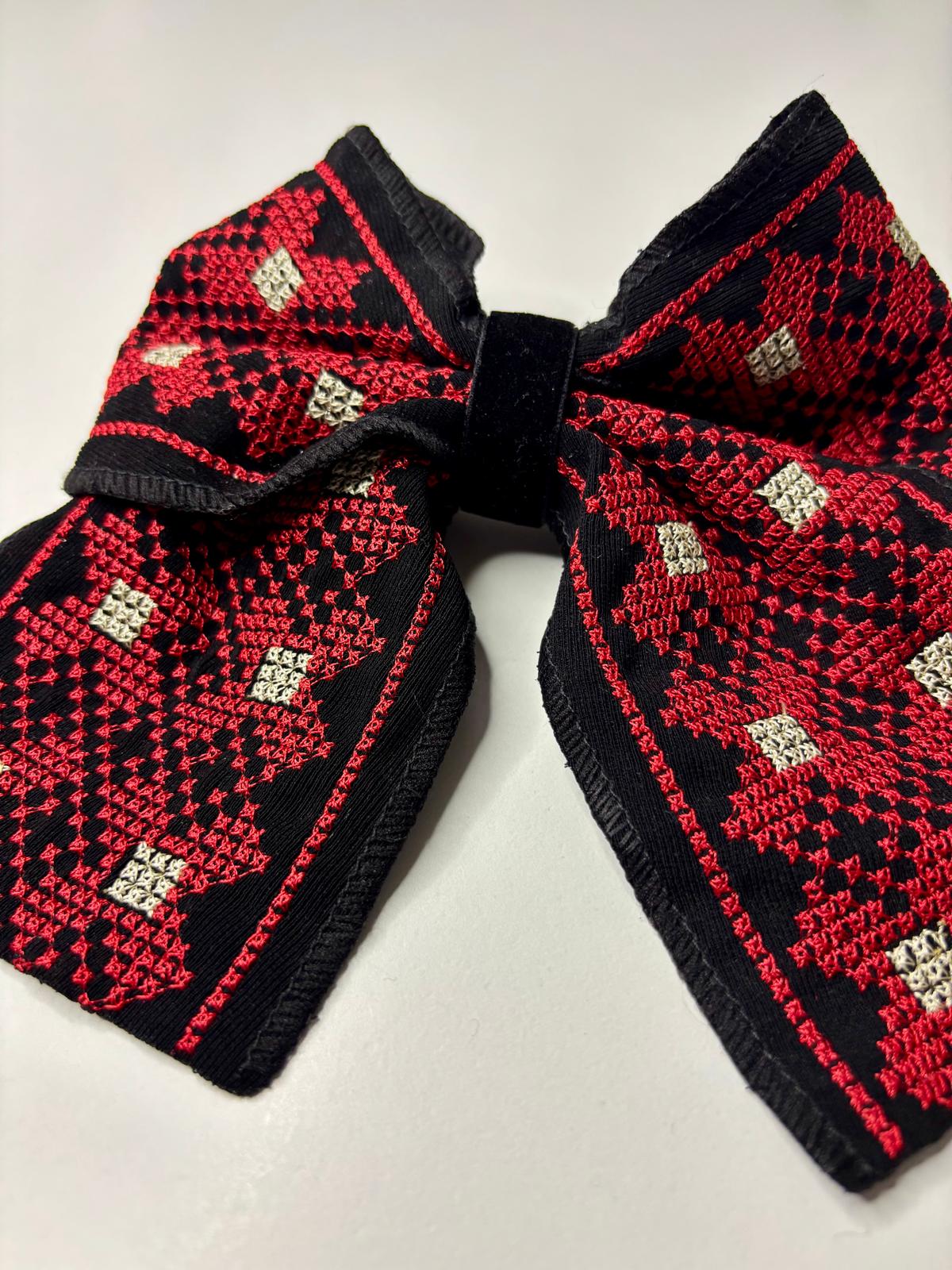 The Heritage Hair Bow (Red Tatreez)
