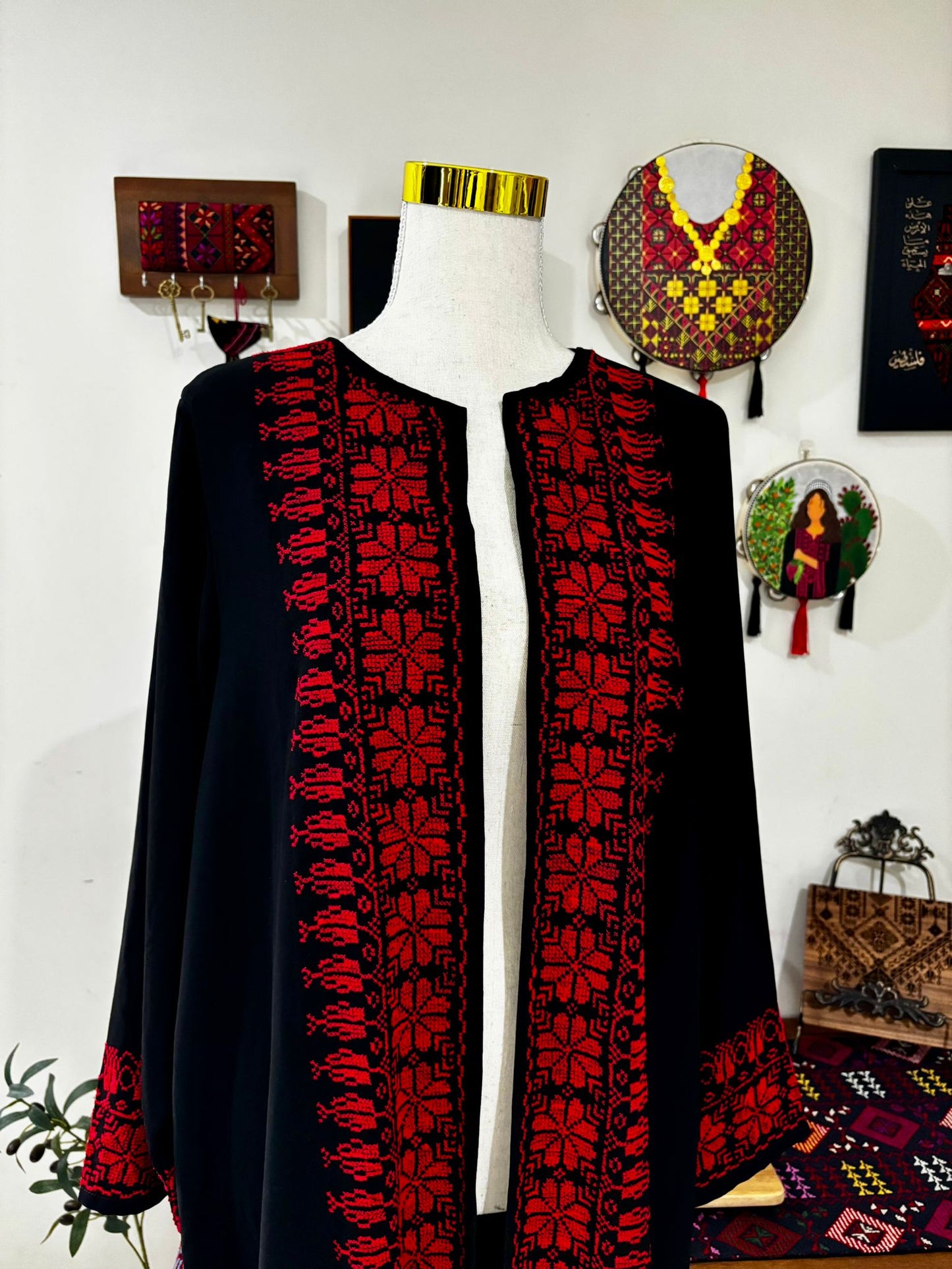 Red Tatreez Abaya (Ramallah Collection)