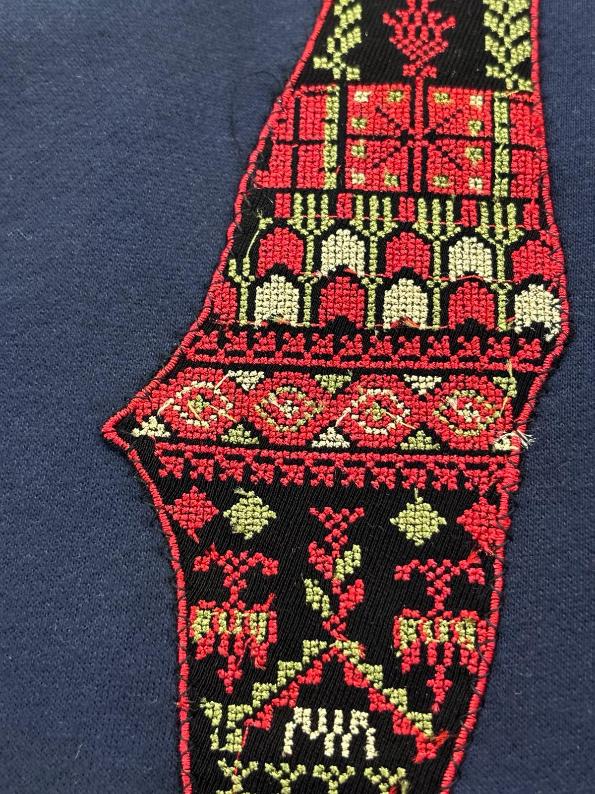 Round Neck Sweatshirt  With Palestine Map Embroidery.